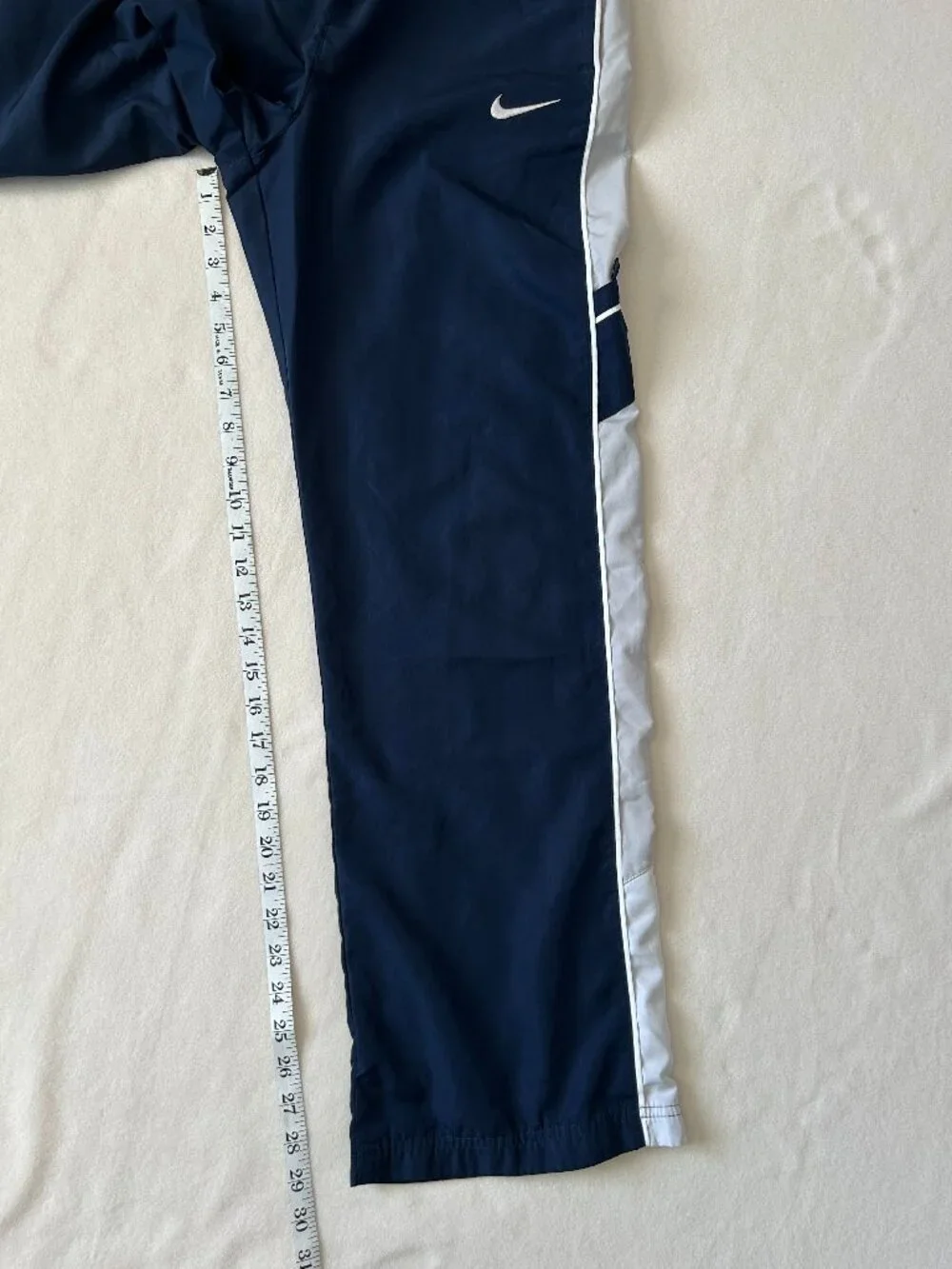 Vintage Nike Navy Blue Track Pants with White Stripe
